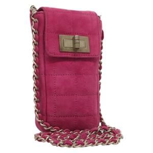 Chanel Chocolate bar Pink Suede shoulder
